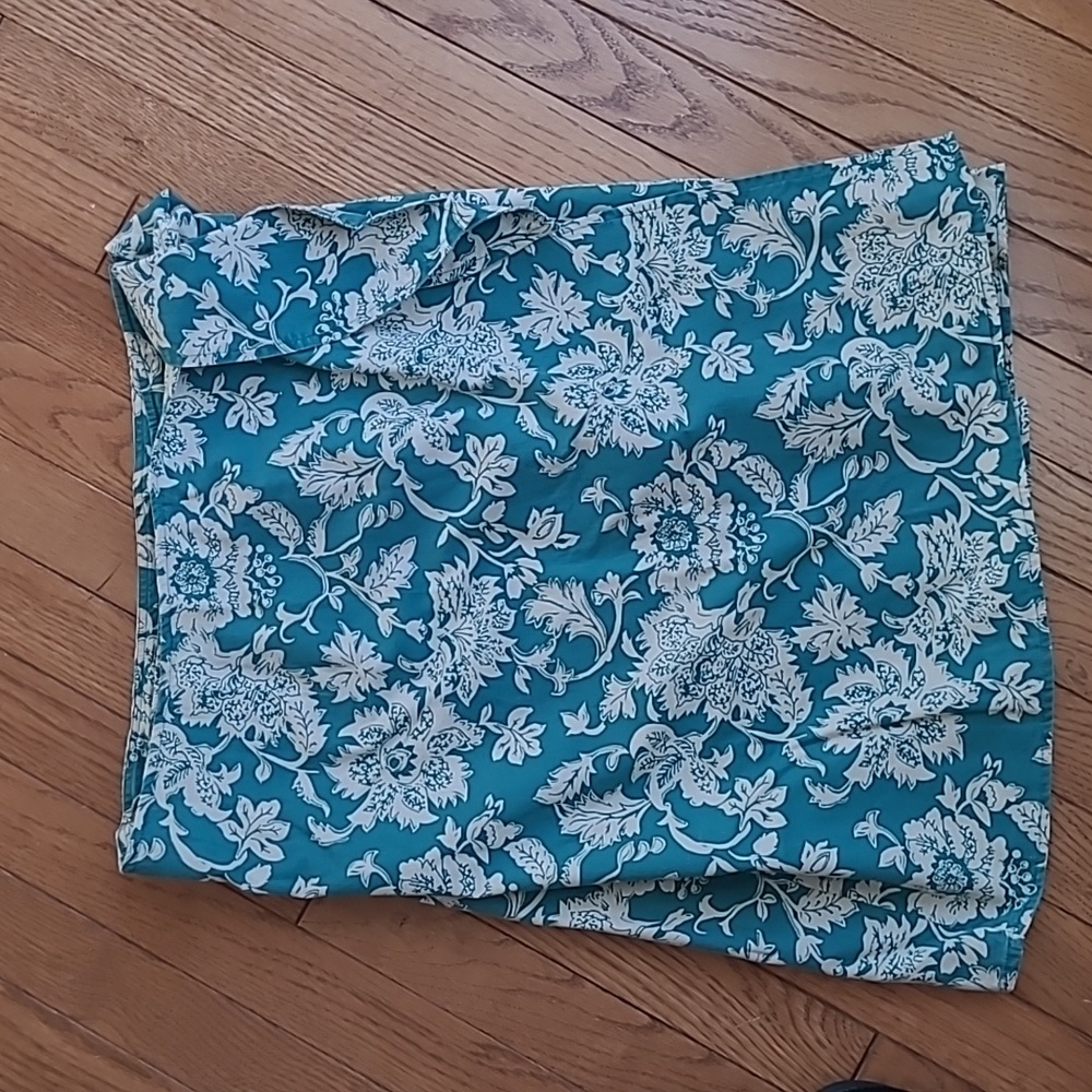 LL Bean Floral Wrap Skirt Teal M